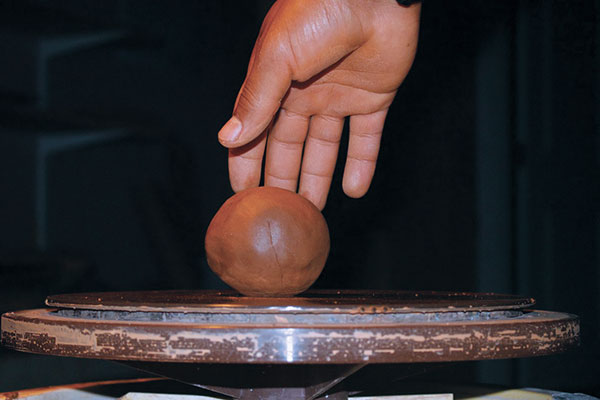 1 Begin with an 18-ounce ball of wedged stoneware clay.