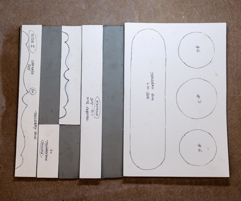 1 Measure and cut templates for each part of the piece.