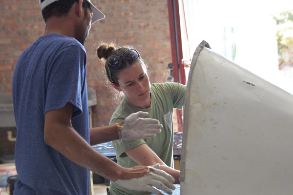 1 At the Nest Factory in Cape St. Francis, South Africa, local residents are hired to craft the outer portion of the two-part nests, created using a ceramic slurry and hand-layered geotextile Bidim material. 