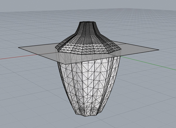 1 Design the forms on the computer first, using a modeling software called Rhino.