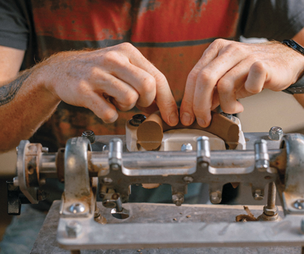 E RAM-pressed handles being prepped to apply to mugs. Photo: Mike Belleme. 