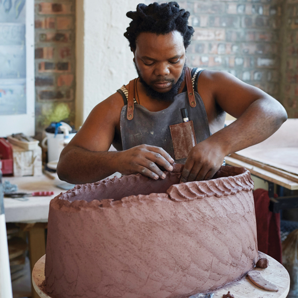 7 Andile Dyalvane coil building, 2016. Courtesy of Justin Patrick and Southern Guild. 