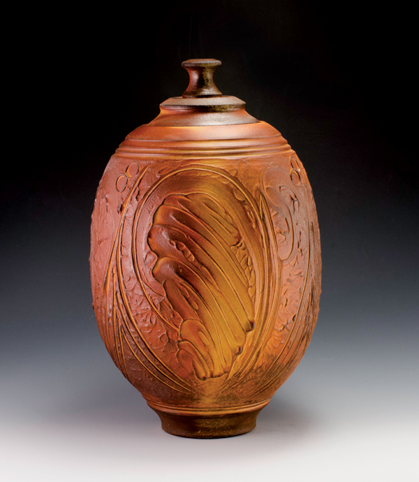 3 Brian VanNostrand’s lidded jar, 12 in. (30 cm) in height, stoneware.