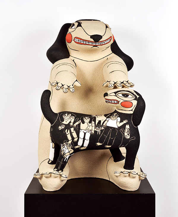 8 Best Friend, 33¼ in. (85 cm) in height, chamotte clay, underglaze, 2020. Photo: Rebecca Fanuele. 