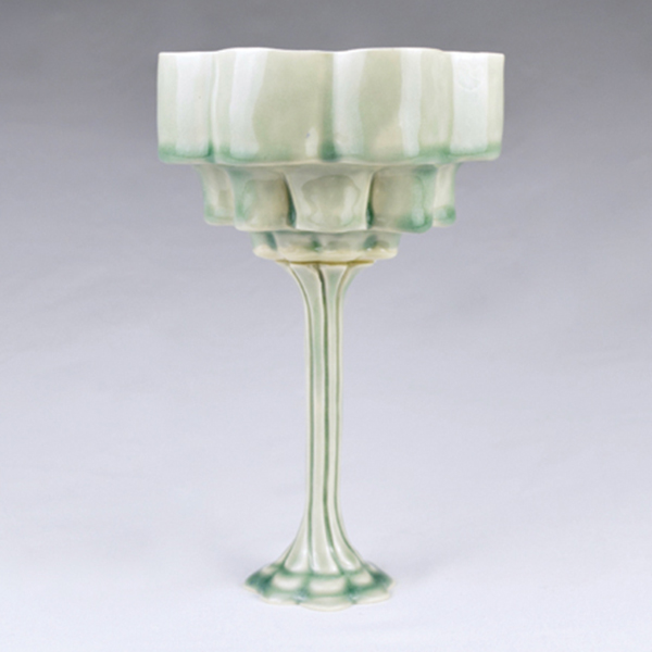 Aqua cocktail cup, 8½ in. (22 cm) in height, fired to cone 6, 2022.