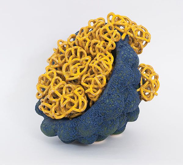 8 Residing Cloud Blue Yellow, 11 in. (28 cm) in height, ceramic, glaze, 2017.