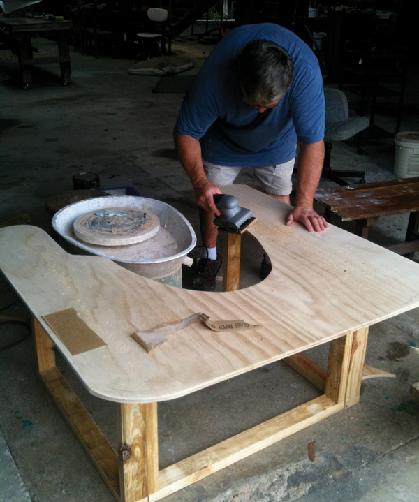 Wooden store wheel table