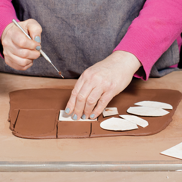 1 Cut the five template pieces out of a leather-hard slab.