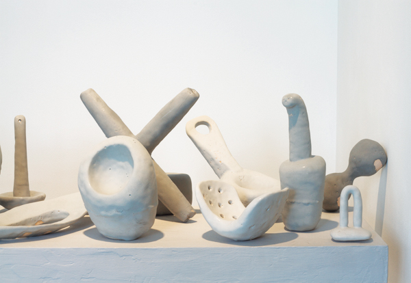 6 Zimra Beiner’s Grey Alphabet (detail), 44 in. (112 cm) in length, glazed earthenware, 2014.