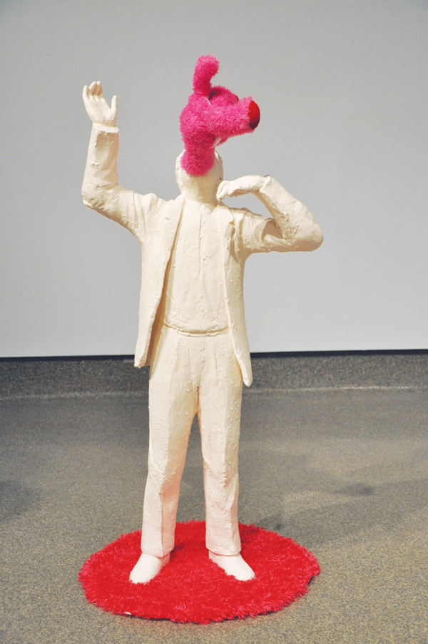 2 Paolo Porelli’s Pink Shout, 29 in. (74 cm) in height, stoneware, slip, 2014.