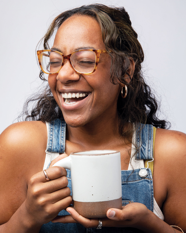 5 Food Systems Manager Jasmine Michel with The Mug in Eggshell, 4¼ in. (11 cm) in height. Photo: East Fork.