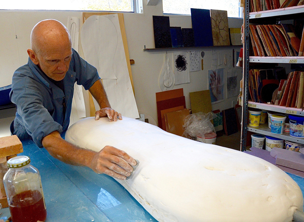 Stephen Heinemann working in the studio.