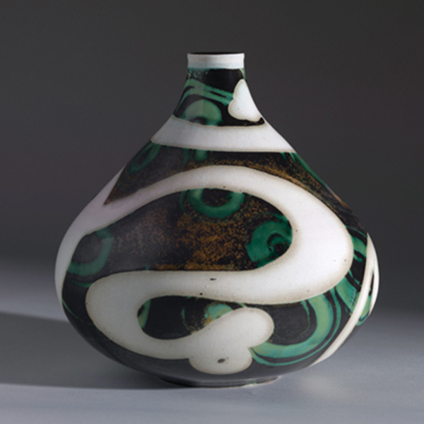 1 Vase, stoneware, slip, stain, glazes, soda fired. Credit: Bates College Museum of Art, Jane Costello Wellehan Endowment Fund, 2019.4.61. Photo: Luc Demers. 