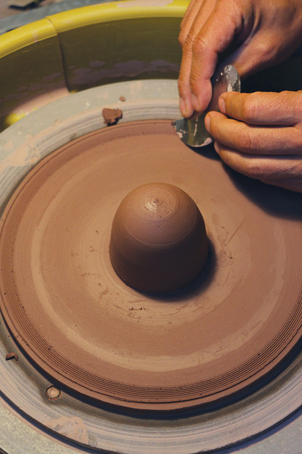 5 Score, then add slip to the plate edge where it will come in contact with the outer bowl or shell.