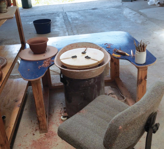 6 The finished table works great—allowing plenty of room for tools and thrown work.