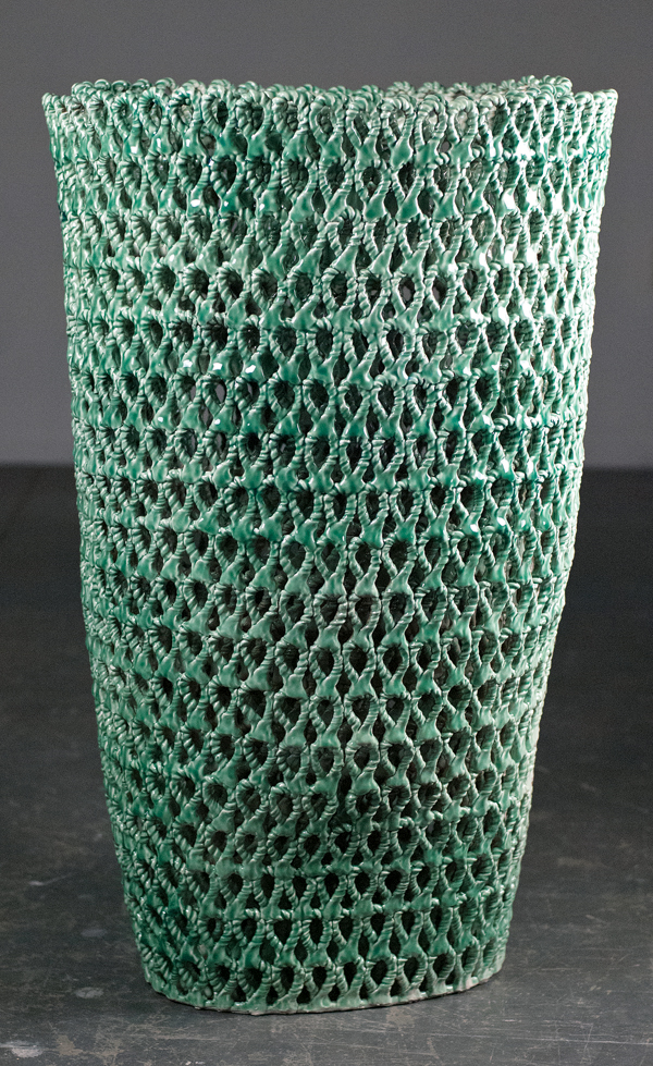 1 Andrea Moon’s Recover, 36 in. (91 cm) in height, stoneware, slip, glaze, 2021. 