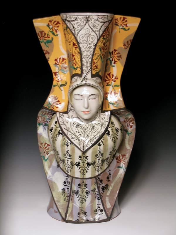 Andrea Gill’s Madonna Series: Sweet, 24 in. (61 cm) in height, terra cotta, low-fire engobe, glaze, 2007. Photo courtesy of Harvey Meadows Gallery.