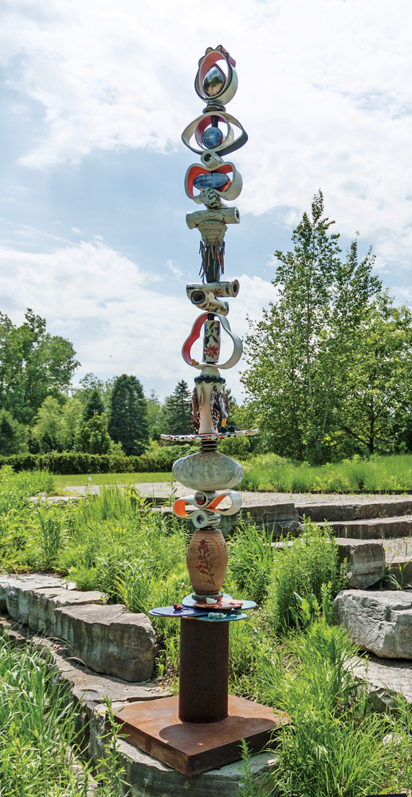 1 Jennifer Gerrity, Ben Mattison, Jin Young, Sherry Hall, and Daria Paik’s Reverie, wheel-thrown and handbuilt stoneware, mixed media, fired to cone 6 in an electric kiln or cone 10 reduction in a gas kiln. Photo: Joe Szutz. 