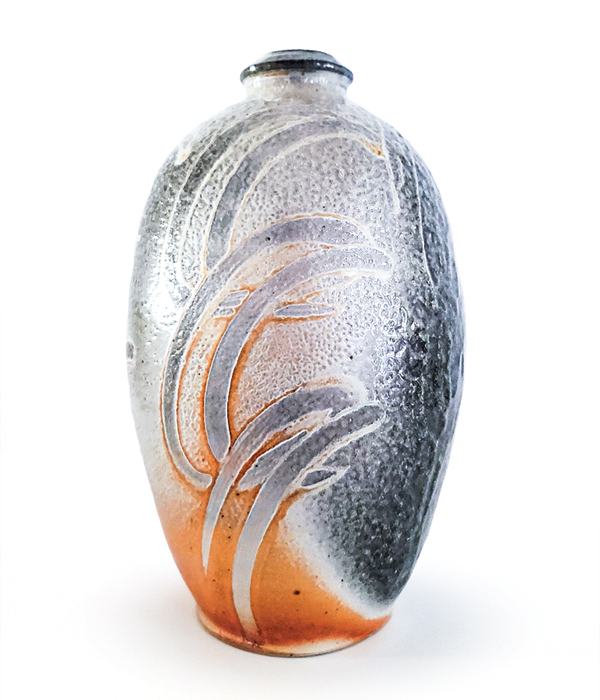 Bottle, 7 in. (18 cm) in height, wood- and soda-fired porcelain. 