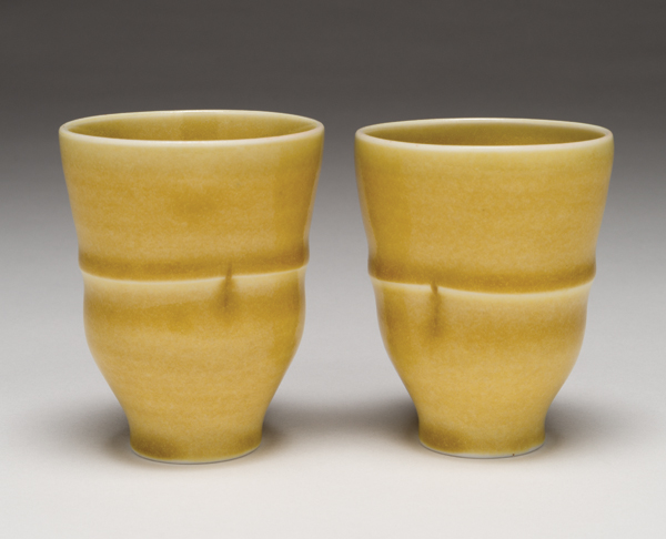 Squared tumblers, 7 in. (18 cm) in height, porcelain, 2015. Photo: David Broda.