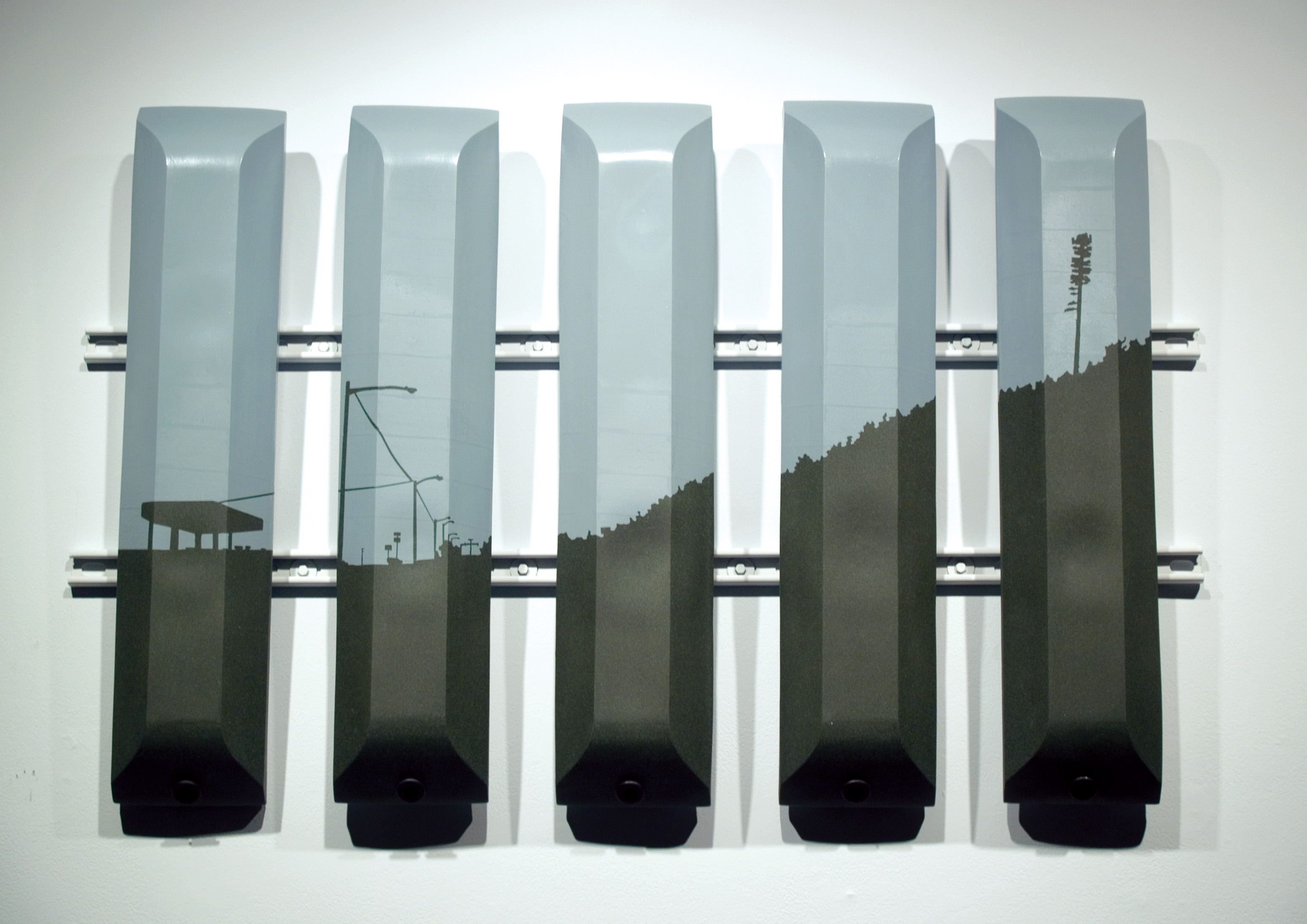 How Many Bars Do You Have?, 5 ft. (1.5 m) in length, porcelain, steel, rubber, paint, 2009.