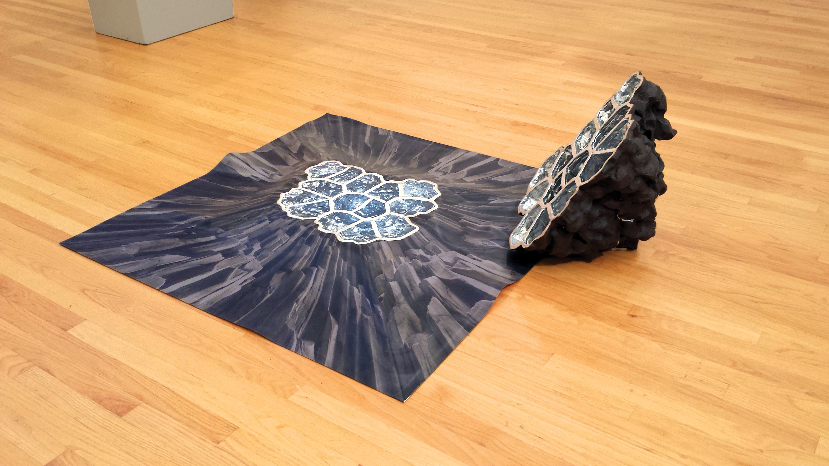 Overburden, 4 1/3 ft. (1.3 m) in width, ceramic, digital print on vinyl, 2015.