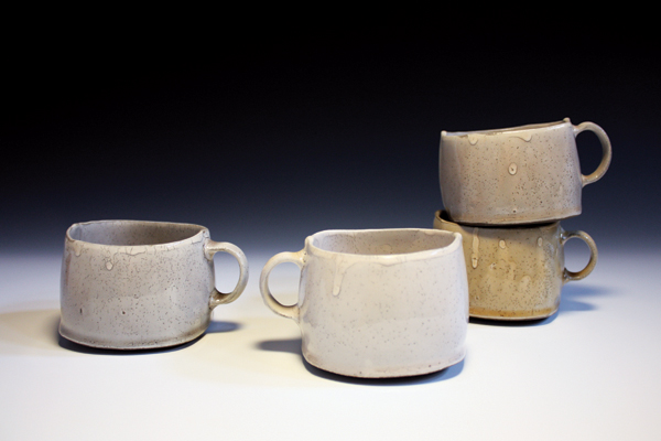 Birdie Boone’s Kinda Square Sweeties, to 2¼ in. (6 cm) in height, dark stoneware, crackle bisque slip, glaze, fired to cone 6, 2014. Photo courtesy of the artist.