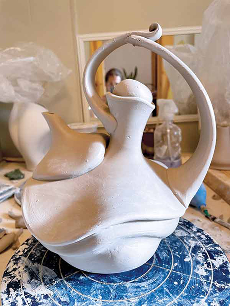 1–3 When starting a new series, save the photos and recycle the pots and learn from that process rather than firing each less successful piece. Shown here are the first, fourth, and sixth iterations of a teapot.