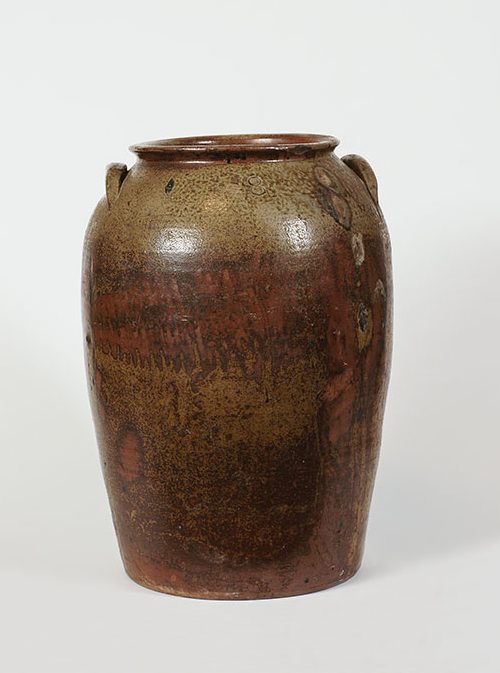 11 Guadalupe Pottery, 8-gallon tie-rim storage jar, stoneware, 1857. Photo: The Bob Bullock Texas State History Museum. Courtesy of George and Suzanne Russell and the Ethician Foundation.