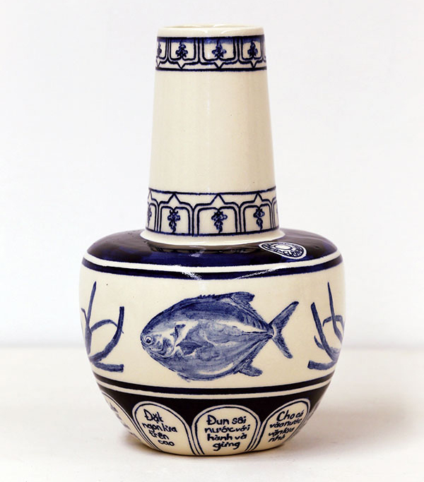1 Christian Dinh’s Cá Hấp Vase, 10 in. (25 cm) in height, porcelain, 2021. 