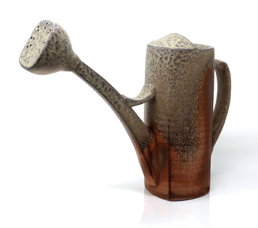 2 Watering can, 12 in. (30 cm) in height, porcelaneous stoneware, celadon liner glaze, soda fired to cone 10, reduction cooled to 1666°F (908°C), 2021.