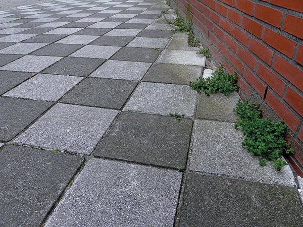7 Fired Zero Waste urban flooring tiles installed outdoors.