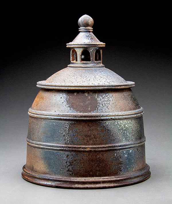 7 Cupola jar, 11 in. (28 cm) in height, stoneware, Cedar Heights Redart slip, wood fired to cone 10, reduction cooled, 2019. 