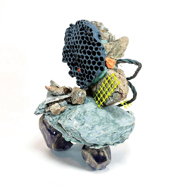5 Ali Della Bitta’s Landscaping Memory Composition No. 02, 7½ in. (19 cm) in height, low-fire clay, mid-range stoneware, pigmented high-fire porcelain, glaze, underglaze, fired in oxidation, mixed media, 2022. 