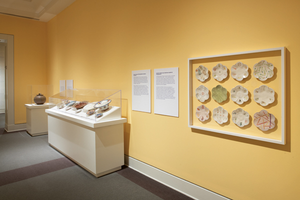2 Dessert plates, Good Earth exhibition view at the Art Gallery of Nova Scotia. Photo: RAW Photography.