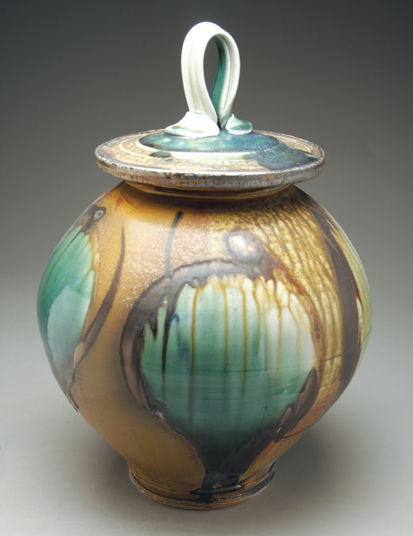 6 Medium covered jar, 20 in. (51 cm) in height, wood-fired stoneware, 2015.