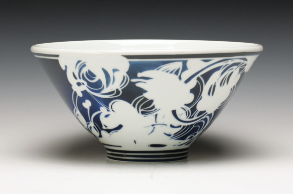 8 Bowl, porcelain, slip, glaze, reduction fired. Photo: Schaller Gallery.