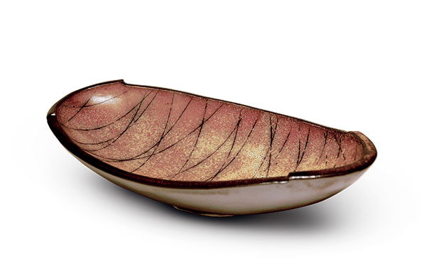 1 Oval bowl, 13 in. (33 cm) in length, slab-built porcelain (formed in a hump mold). 
