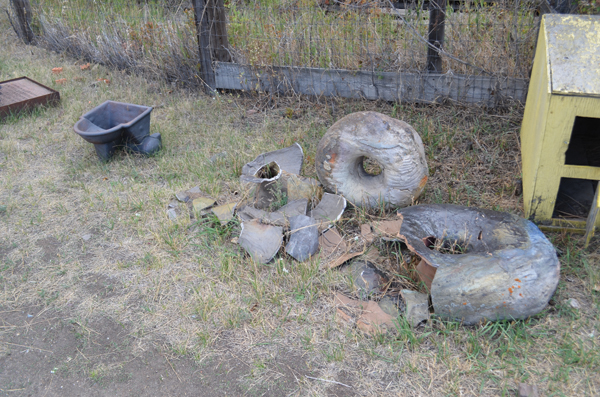 2 Fired ceramics on the grounds of the Archie Bray Foundation for the Ceramic Arts in Helena, Montana. Most of the work has suffered through many harsh winters and shows evidence of freeze/thaw damage. Photos courtesy of Steven Lee.