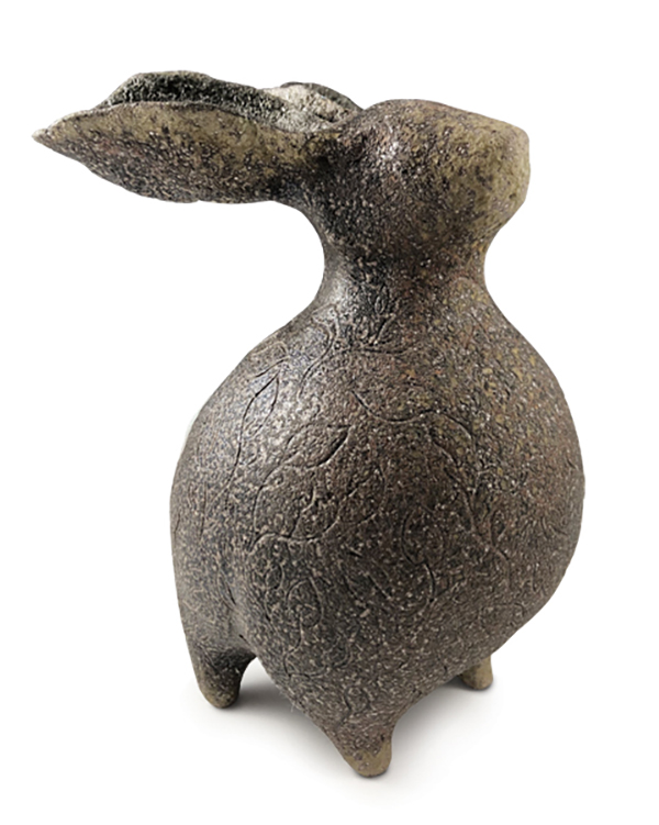 3 Christopher St. John’s Moon Rabbit, 12 in. (30 cm) in height, reduction-fired stoneware. 