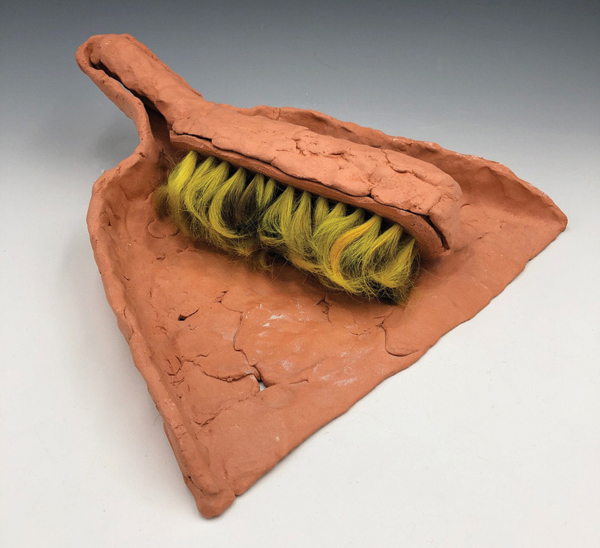 1 Able Broyles’ Shedding/Grief Process, 12 in. (30 cm) in length, terra cotta, fired to cone 04, artist’s hair, 2021. 