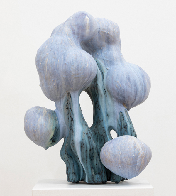 2 Jing Huang’s Cloud Mountain III, 16 in. (41 cm) in height, handbuilt stoneware, glaze, fired to cone 04 in oxidation, slow cooled, 2021.