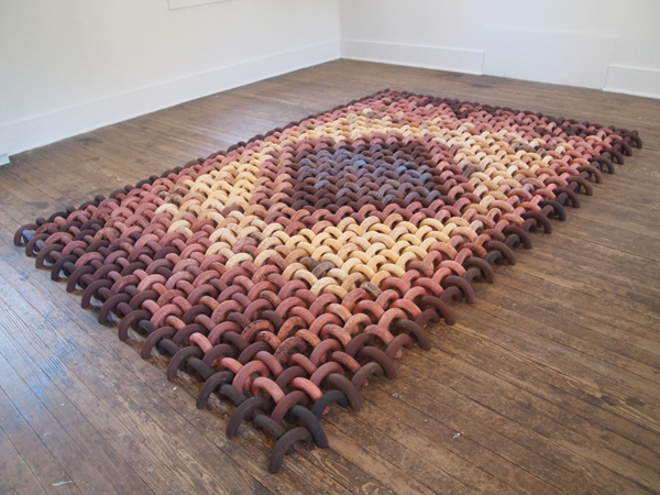 1 Phyllis Kudder Sullivan’s The Penelope Project, 10 ft. 8 in. (3.25 m) in length, stoneware, stains, slips, fired to cone 06, 2010–2016. Photo: Joseph D. Sullivan.