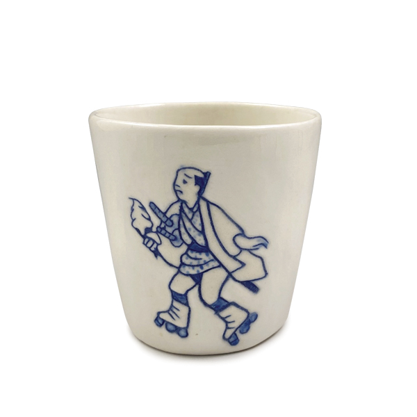 3 Yuko Suzuki’s sake cup, 2¼ in. (6 cm) in height, Awaji porcelain, mishima, fired to cone 5, 2022. 