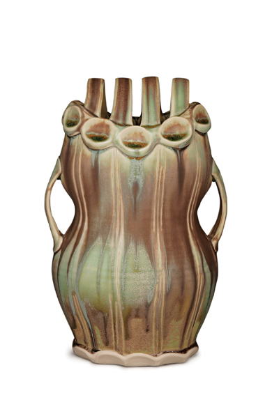 3 Lauren Smith’s flower vase, 12 in. (30 cm) in height, wheel-thrown porcelain, glaze, fired to cone 10.