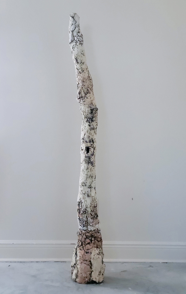 7 Roots Series, 5 ft. (1.5 m) in height, fired clay with copper-carbonate wash, 2022. 