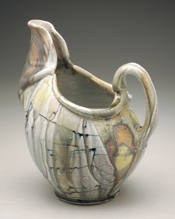 Large pitcher, 12 in. (30 cm) in height, woodfired, salt/soda-glazed stoneware, 2016.