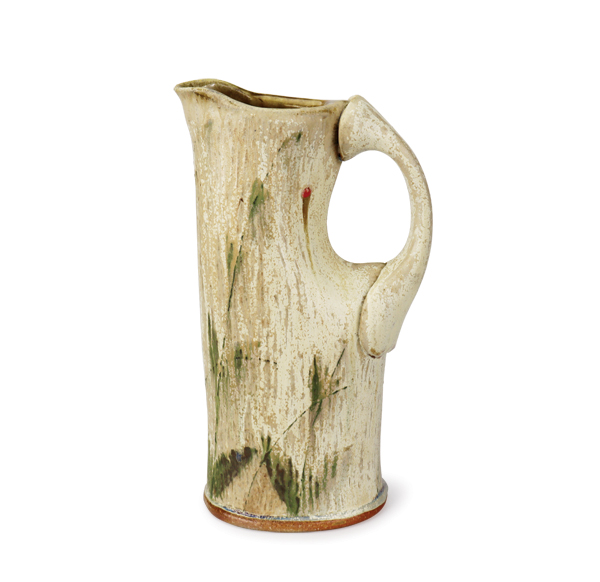 2 Darted pitcher, 11½ in. (29 cm) in height, North Carolina stoneware, rice-hull ash glaze, wood fired to cone 10, 2021. 