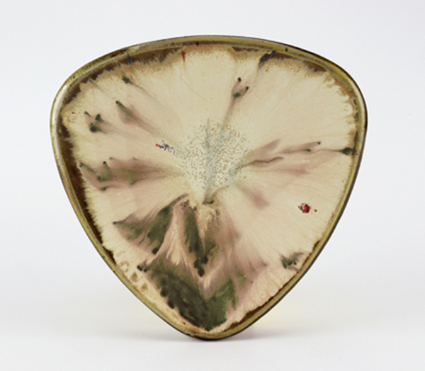 Grass plate, 7½ in. (19 cm) in diameter each, handbuilt North Carolina stoneware, wood fired to cone 10, 2021–22.