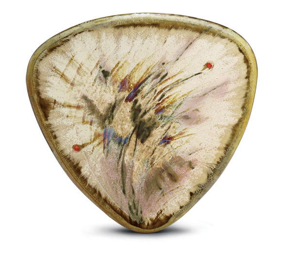 Grass plate, 7½ in. (19 cm) in diameter, handbuilt North Carolina stoneware, wood fired to cone 10, 2022.